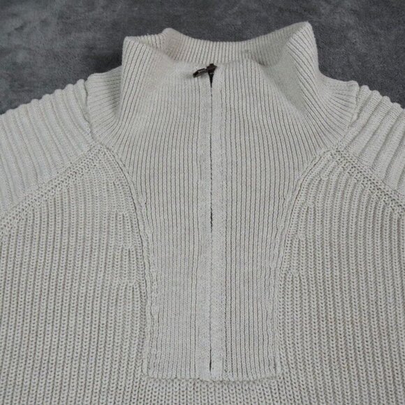 Carbon 2 Cobalt Men's Large Oatmeal Beige Quarter 1/4 Zip Cowl Ribbed Fisherman - Picture 5 of 8